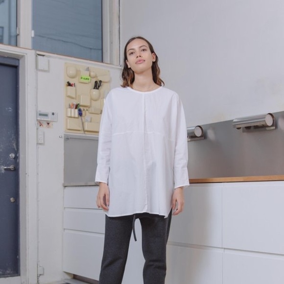 NWT PRIORY Cross Top in Light Poplin White Size S/M - Picture 2 of 8